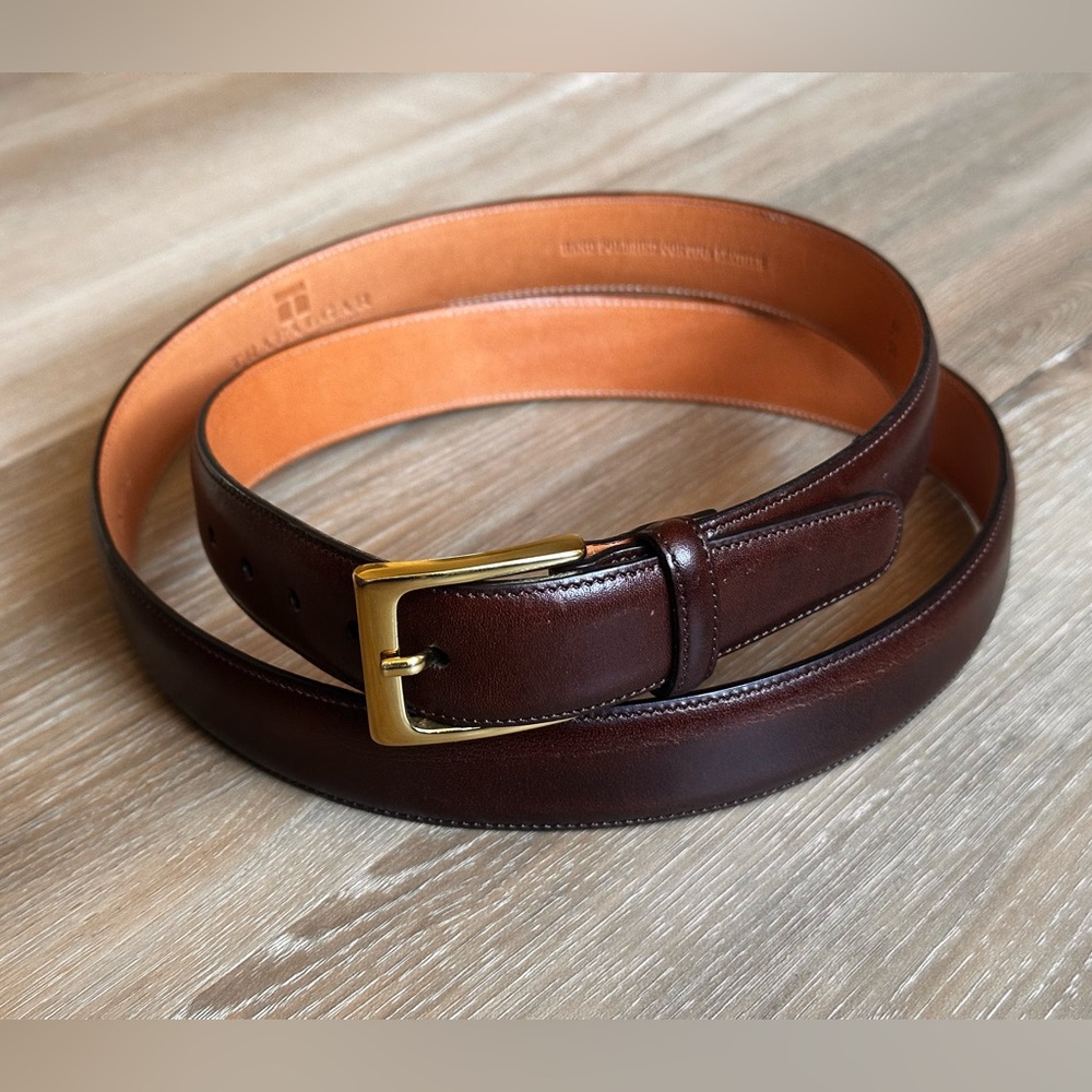 Trafalgar Brown Leather Belt with Gold Buckle